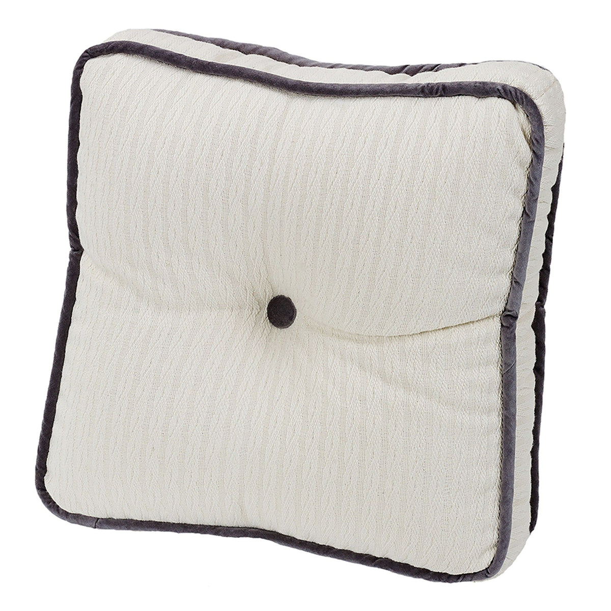 Whistler Charcoal Velvet Trimmed Tufted Box Pillow, 18" x 18", 1PC