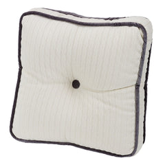 Whistler Charcoal Velvet Trimmed Tufted Box Pillow, 18" x 18", 1PC