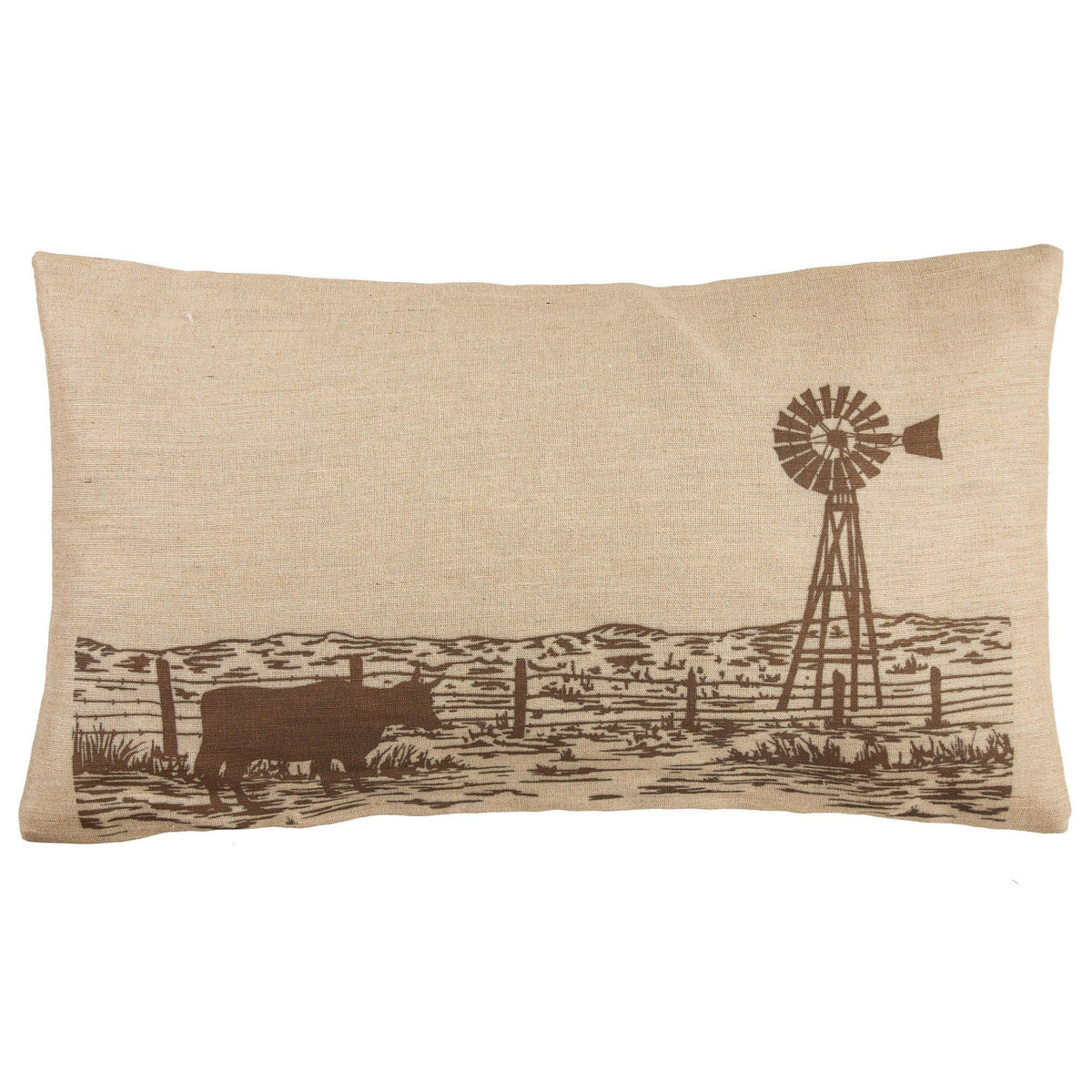Windmill Burlap Lumbar Pillow, 16" x 26", 1PC