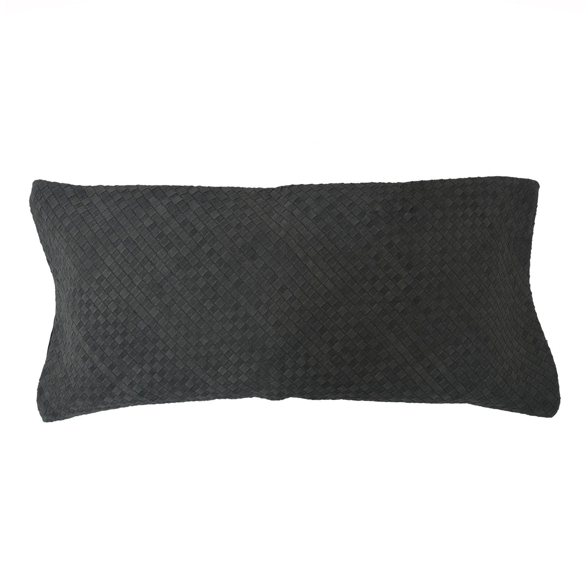 Woven Suede Lumbar Pillow, 14" x 30", Black, 1PC