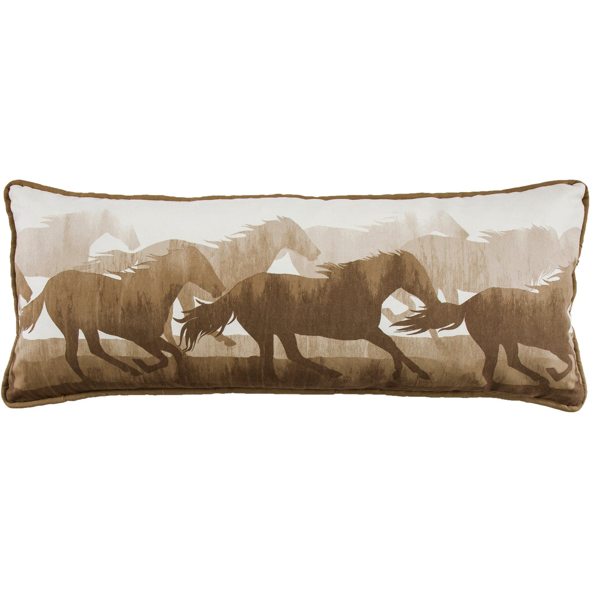 Brown & White Running Horse Body Pillow, 14" x 36", 1PC