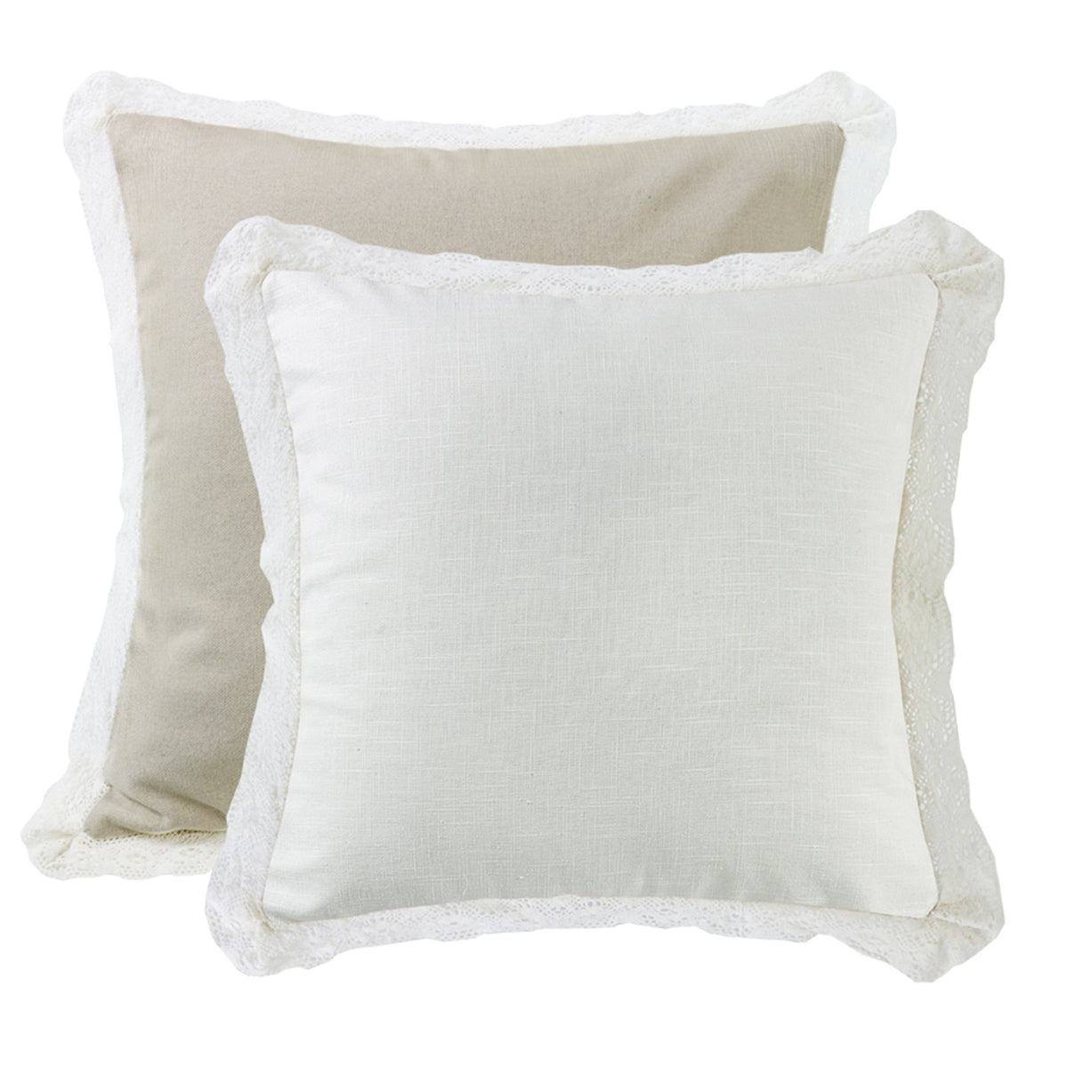 Charlotte White & Khaki Laced Euro Sham, 27" x 27", 1PC