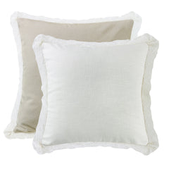Charlotte White & Khaki Laced Euro Sham, 27" x 27", 1PC