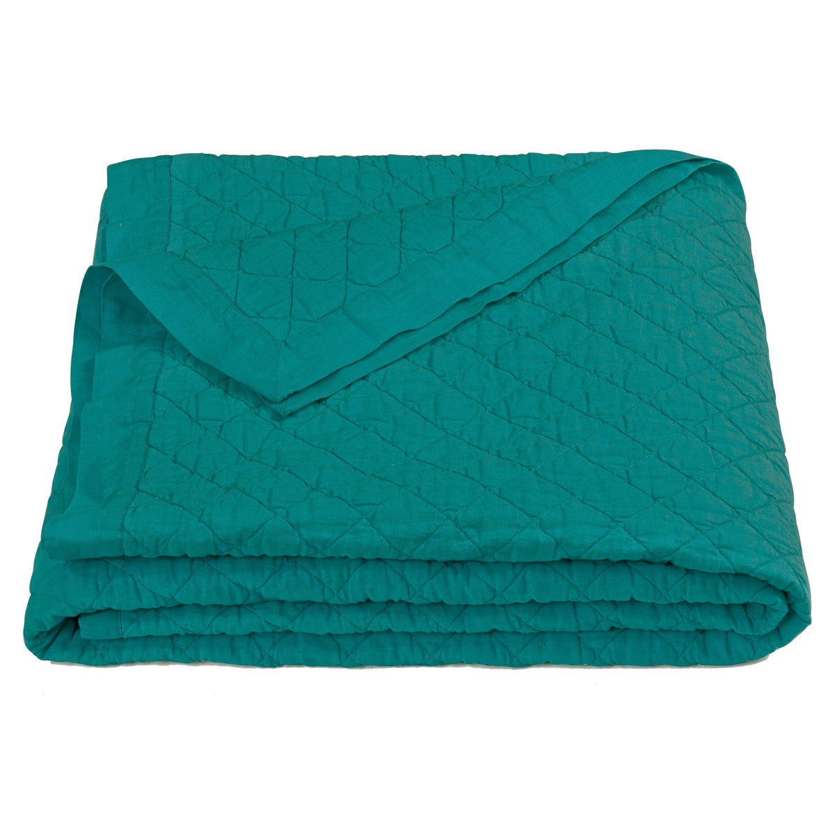 Linen Cotton Diamond Quilt, Full/Queen, Turquoise, 1PC