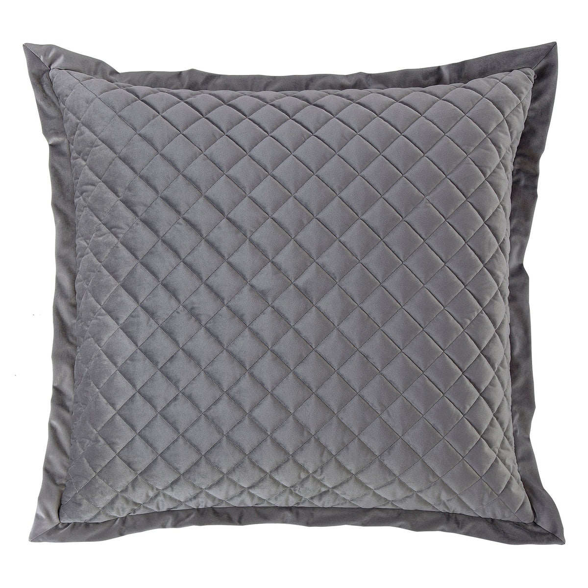Velvet Diamond Quilted Euro Sham, 27" x 27", Gray, 1PC