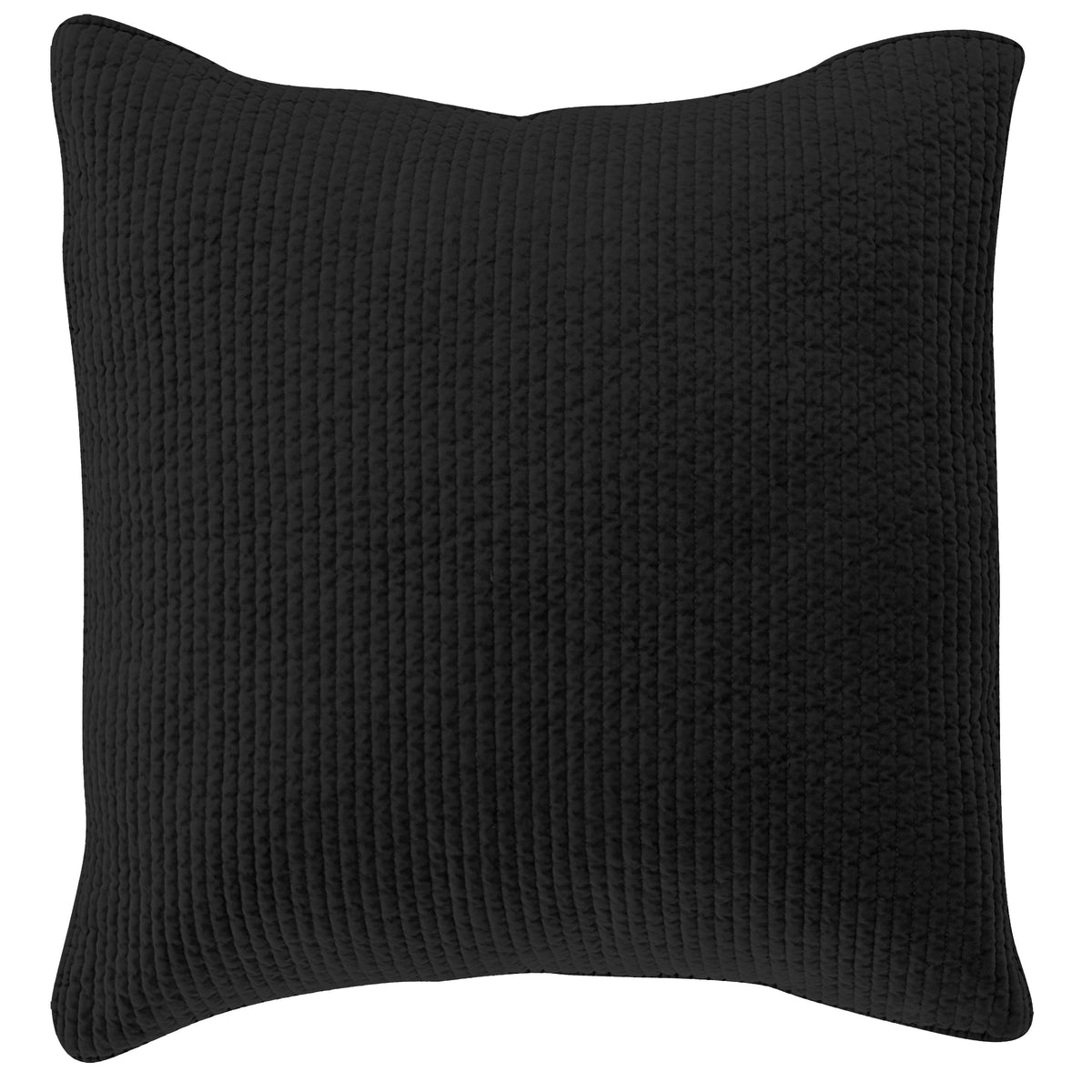 Stonewashed Cotton Velvet Quilted Euro Sham, 27" x 27", Black, 1PC