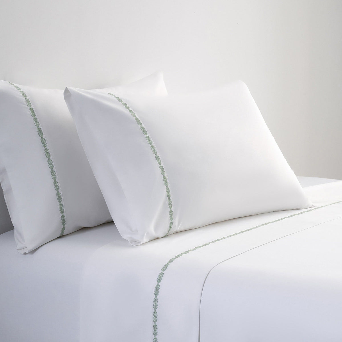 350TC Laurel Embroidered Border Sheet Set, King, Fern Green, 4PC