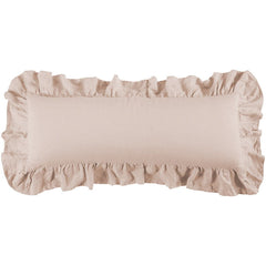 Luna Washed Linen Ruffled Lumbar Pillow, 14" x 36", Blush, 1PC