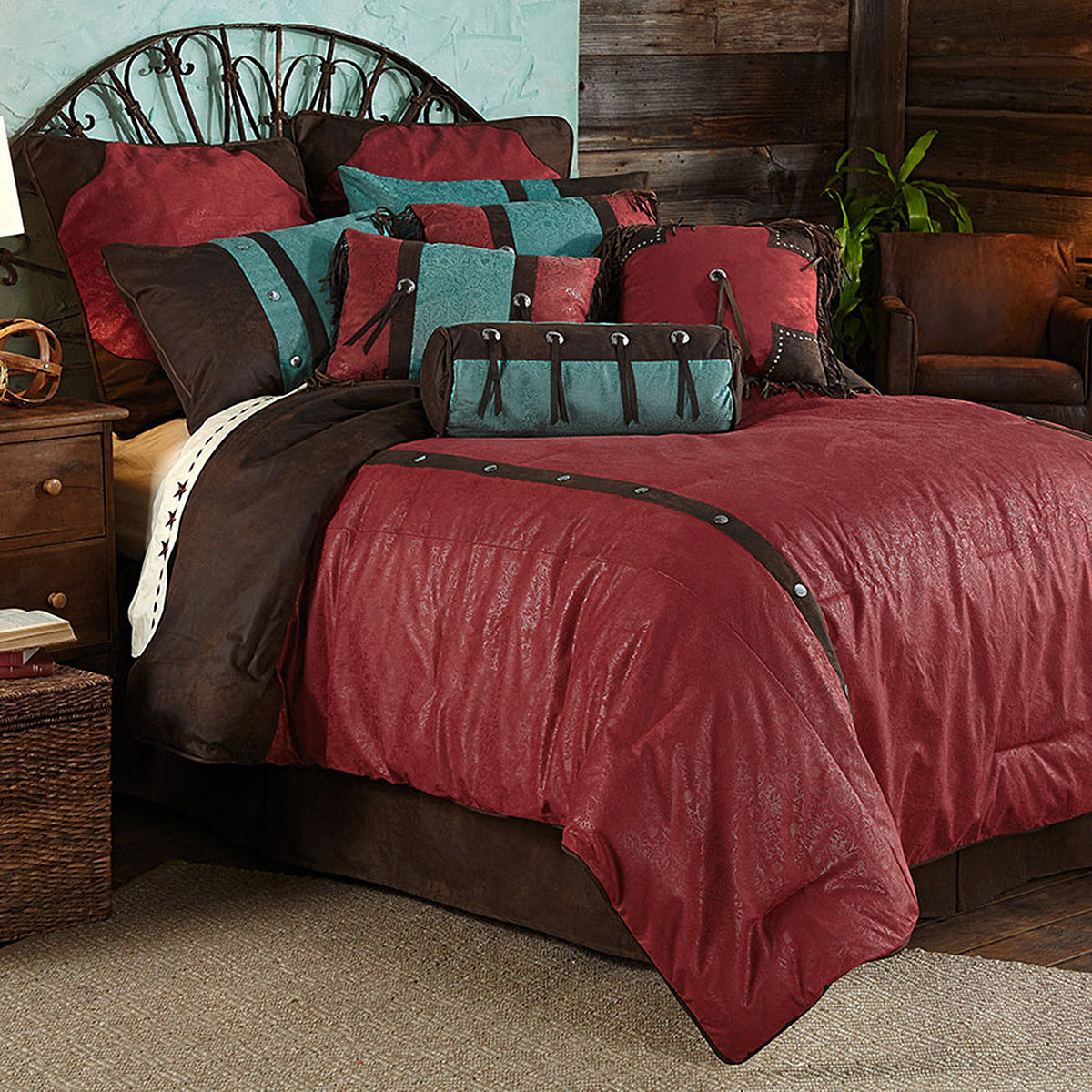 Cheyenne Comforter Set, Twin, Red, 5PC