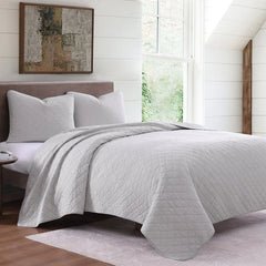 Cotton Comforter Set, King, Gray, 3PC