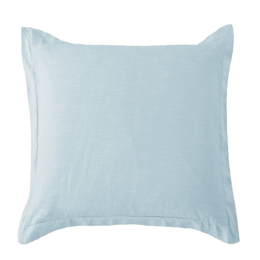 Luna Washed Linen Tailored Euro Sham, 27" x 27", Light Blue, 1PC