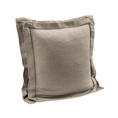 Luna Double Flanged Washed Linen Pillow, 20" x 20", Taupe, 1PC