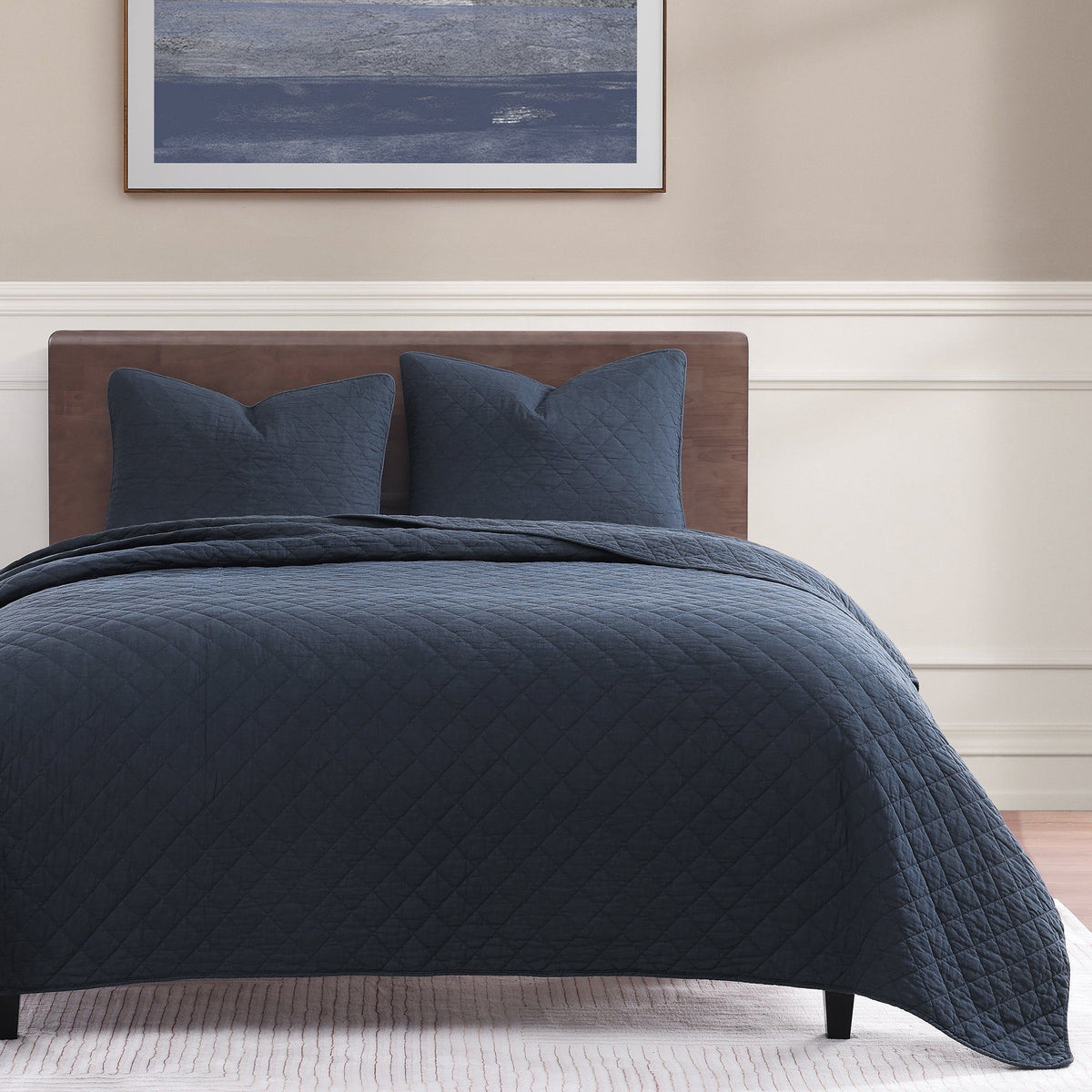 Cotton Comfort Quilt Set, King, Navy, 3PC