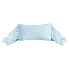 Luna Washed Linen Long Ruffled Pillow, 16" x 26", Light Blue, 1PC