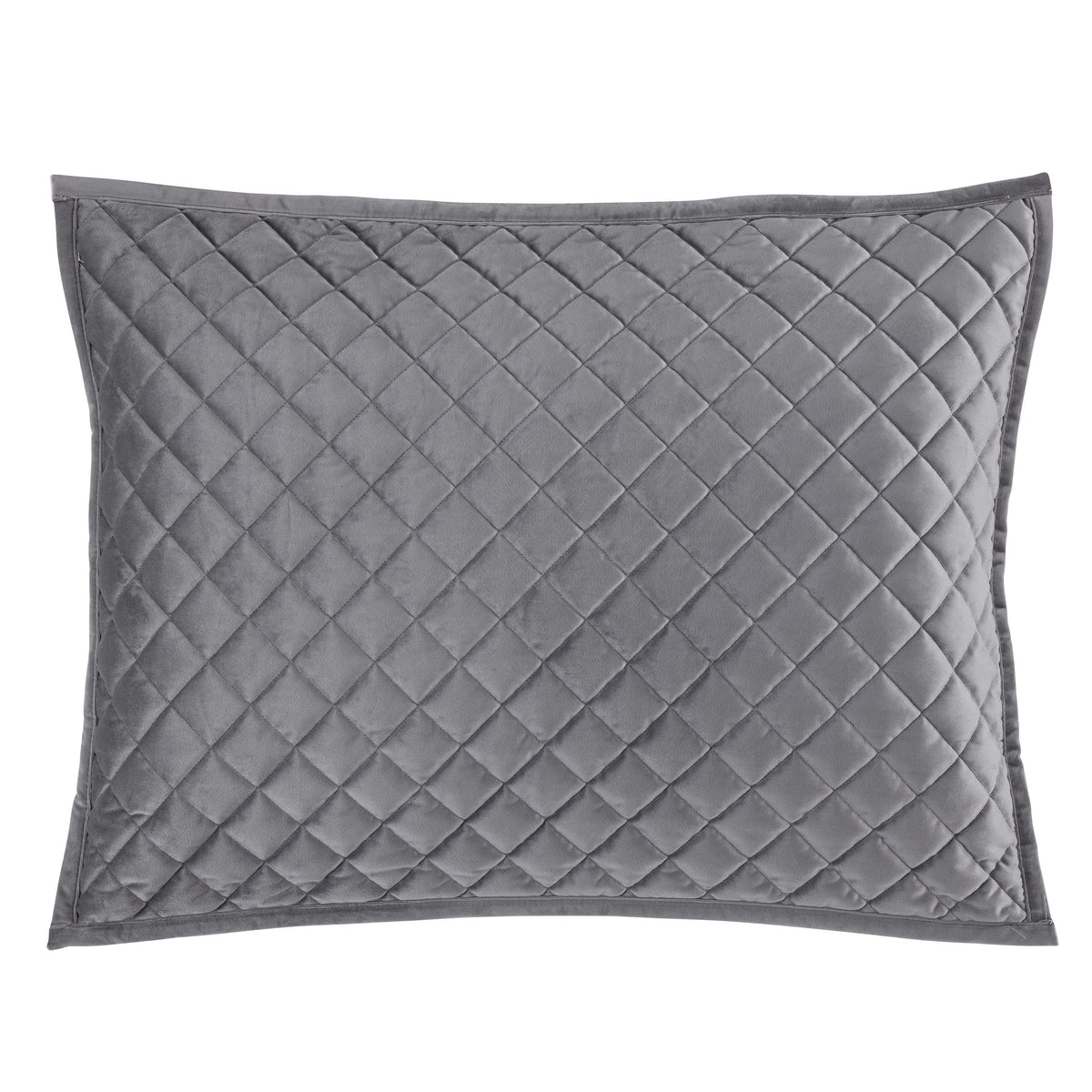 Velvet Diamond Quilted Pillow Sham Set, 21" x 34", Gray, 2PC