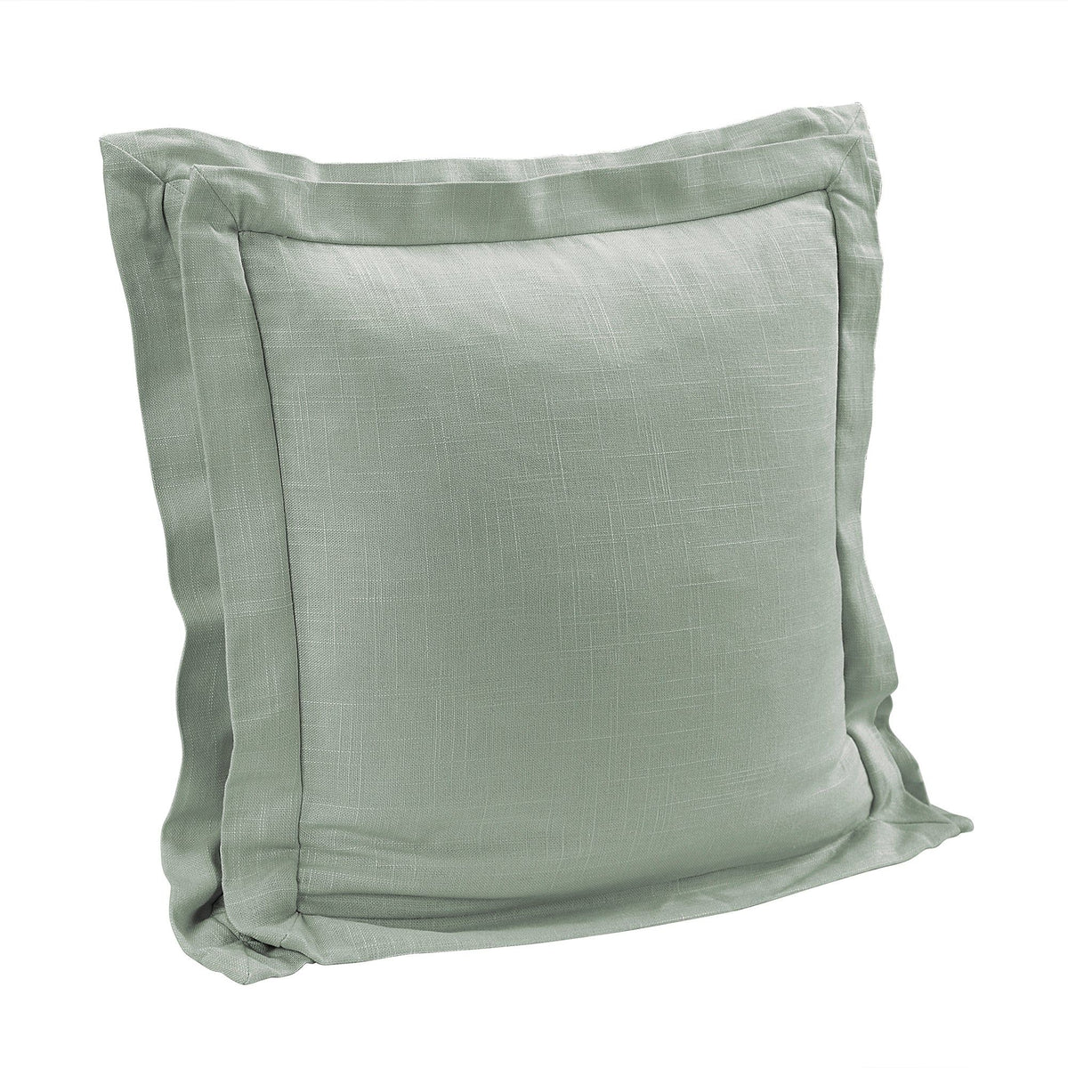Luna Double Flanged Washed Linen Pillow, 20" x 20", Sage, 1PC