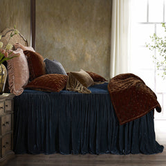 Stella Faux Silk Velvet Bedspread Set, Queen, Midnight Blue, 3PC