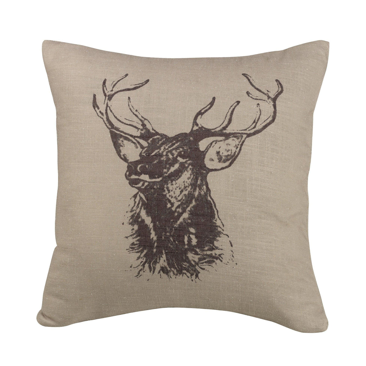 Elk Bust Burlap Throw Pillow, 18" x 18", 1PC