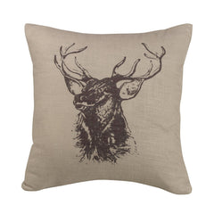 Elk Bust Burlap Throw Pillow, 18" x 18", 1PC