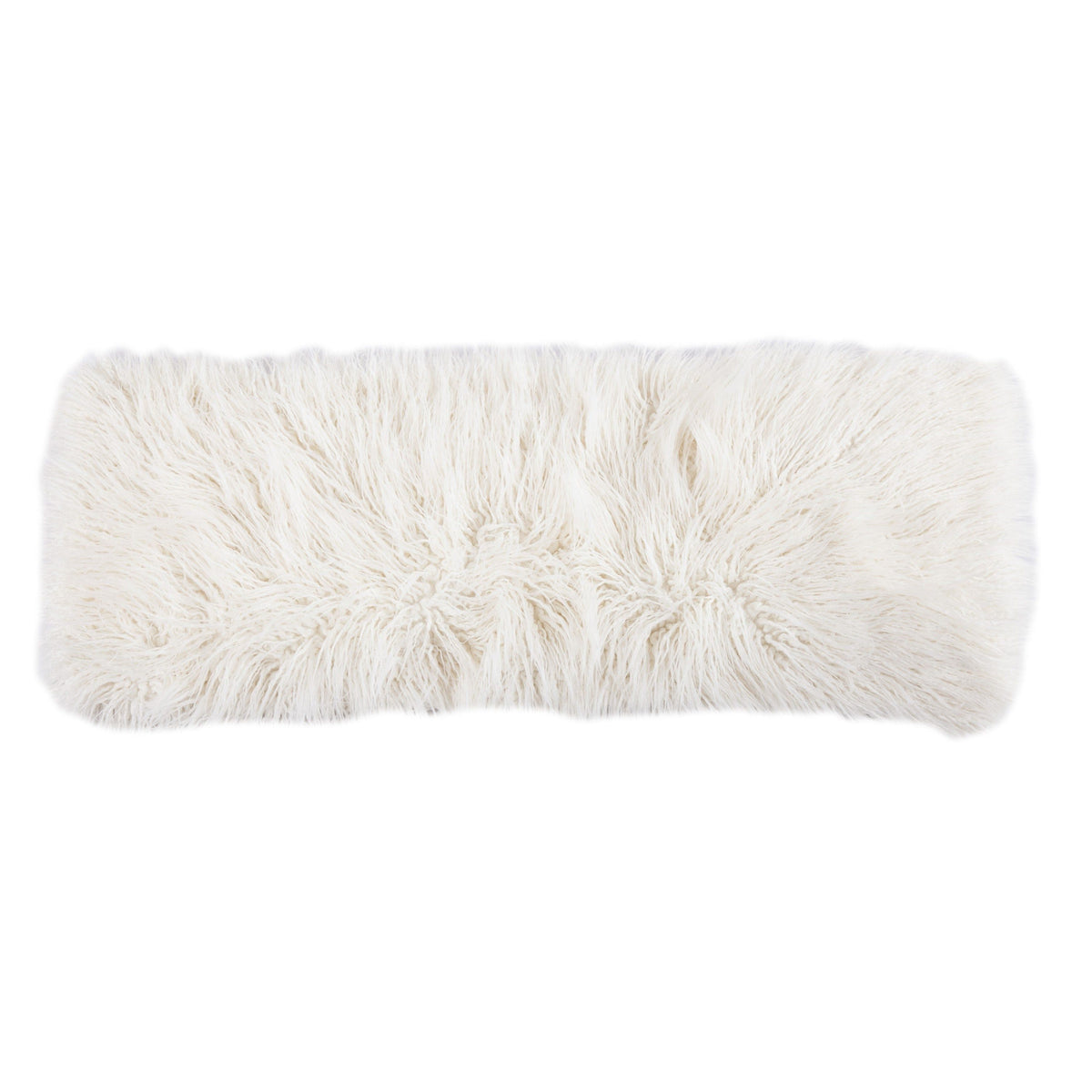 Mongolian Faux Fur Lumbar Pillow, 14" x 36", White, 1PC