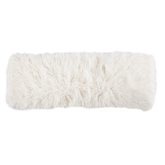 Mongolian Faux Fur Lumbar Pillow, 14" x 36", White, 1PC