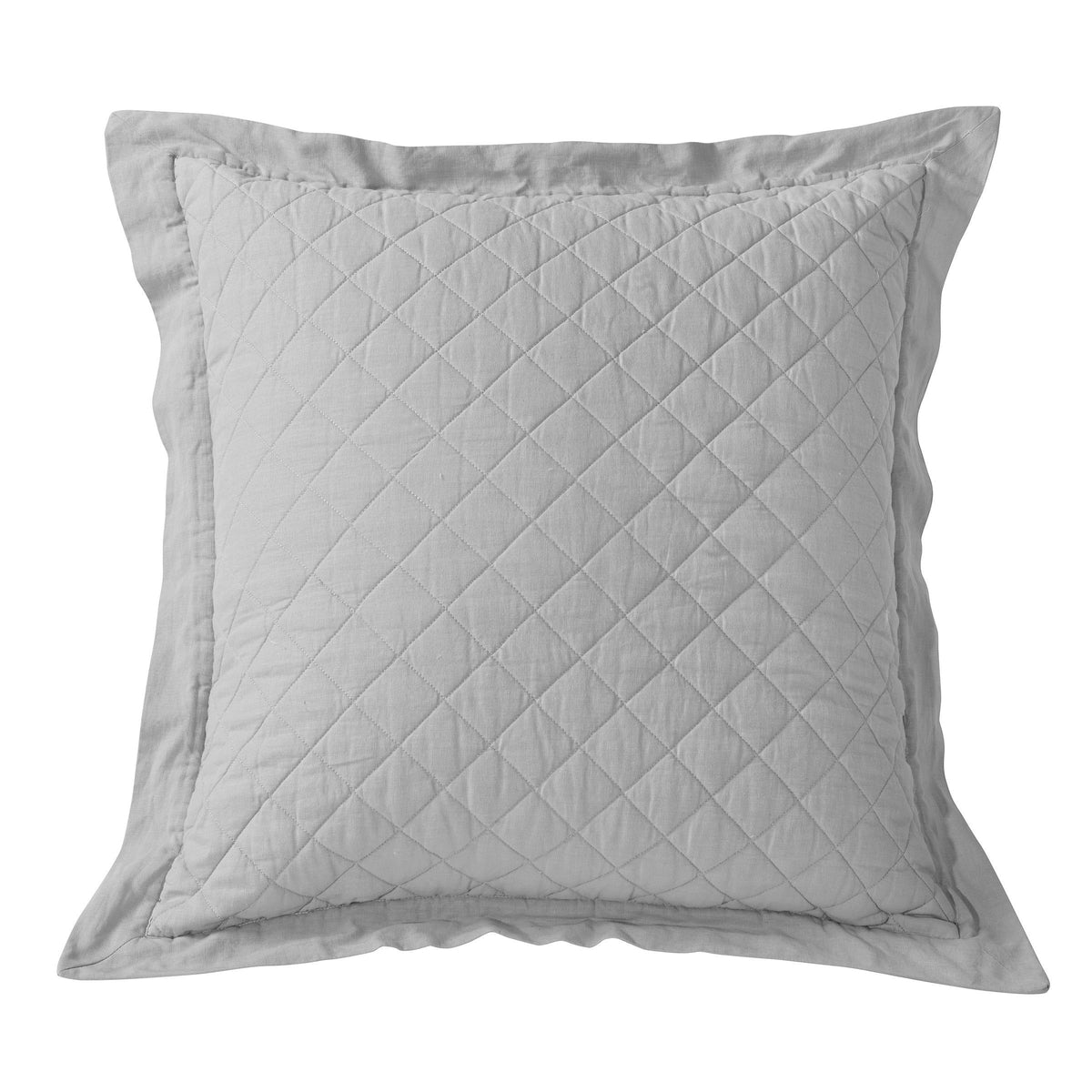 Linen Cotton Diamond Quilted Euro Sham, 27" x 27", Gray, 1PC