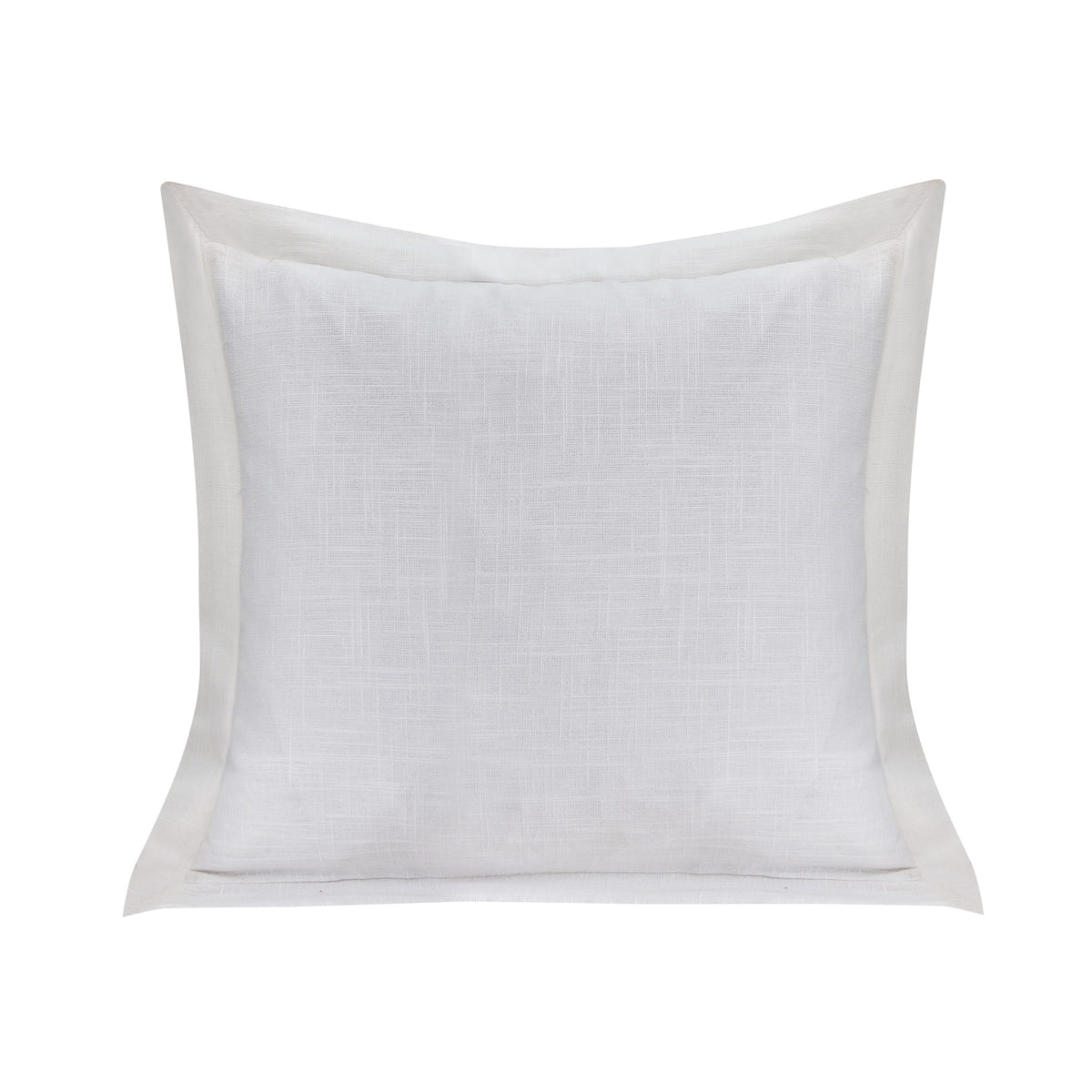 Luna Single Flanged Washed Linen Pillow, 20" x 20", White, 1PC