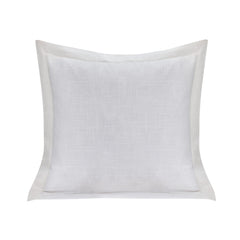 Luna Single Flanged Washed Linen Pillow, 20" x 20", White, 1PC