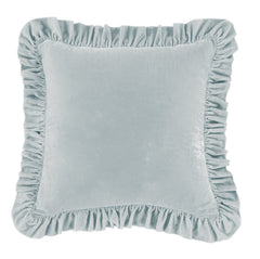 Stella Faux Silk Velvet Ruffled Euro Sham, 27" x 27", Icy Blue, 1PC