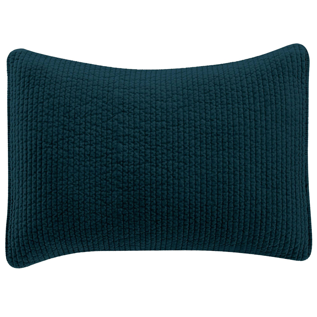 Stonewashed Cotton Velvet Quilted Pillow Sham, 21" x 34", Deep Blue, 1PC