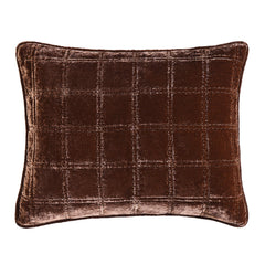 Stella Faux Silk Velvet Double Box Stitch Pillow Sham, 21" x 34", Copper Brown, 1PC