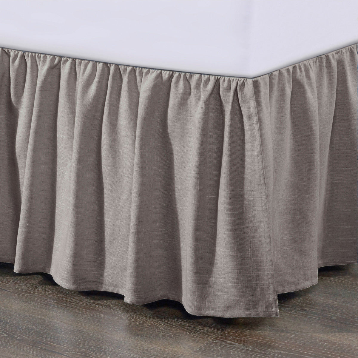 Lily Washed Linen Gathered Bed Skirt, King, Taupe, 1PC