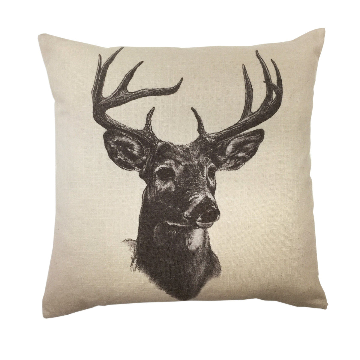 Whitetail Deer Linen Print Throw Pillow , 18" x 18", 1PC