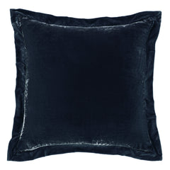 Stella Faux Silk Velvet Flanged Euro Sham, 27" x 27", Midnight Blue, 1PC