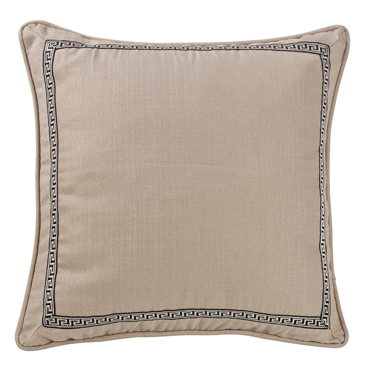 Linen Greek Key Trim Euro Sham, 27" x 27", 1PC