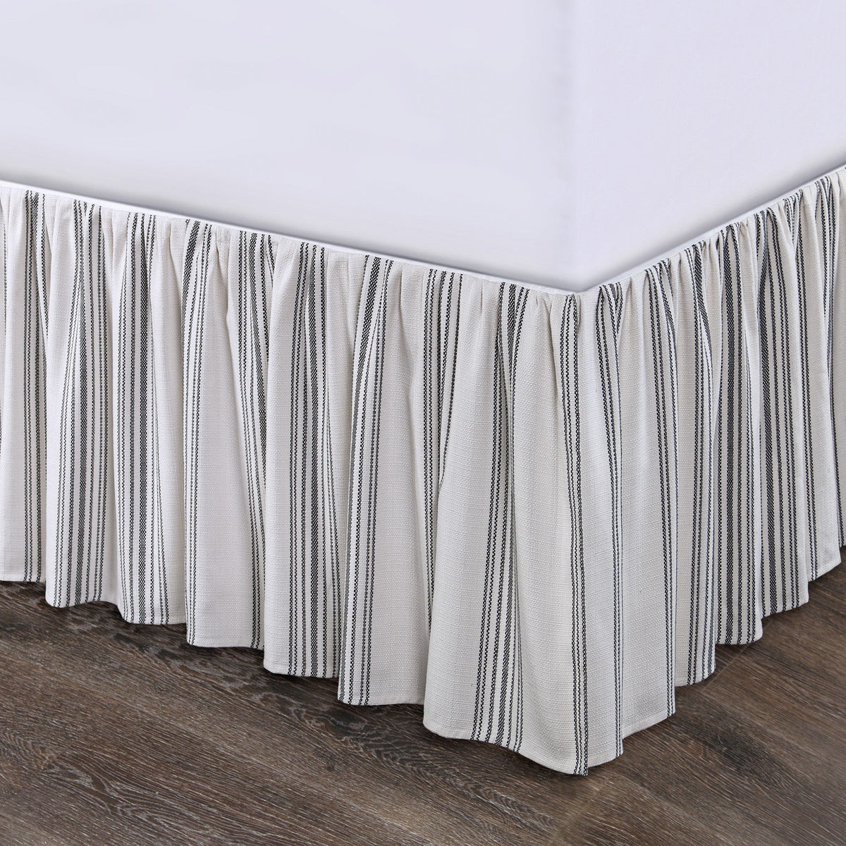 Prescott Stripe Bed Skirt, King, Black, 1PC