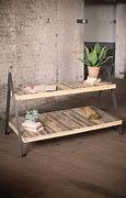 Recycled Wood & Metal 2-Tiered Table with A-Frame Base