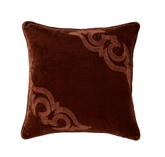 Stella Boot Stitch Faux Silk Velvet Pillow, 22" x 22", Copper Brown, 1PC