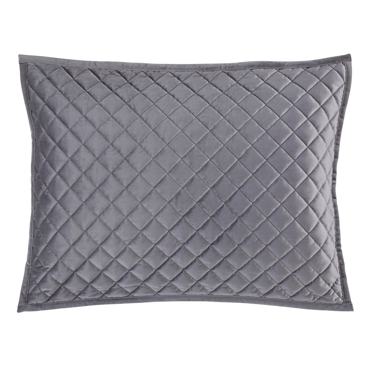 Velvet Diamond Quilted Pillow Sham Set, 21" x 27", Gray, 2PC