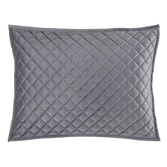 Velvet Diamond Quilted Pillow Sham Set, 21" x 27", Gray, 2PC