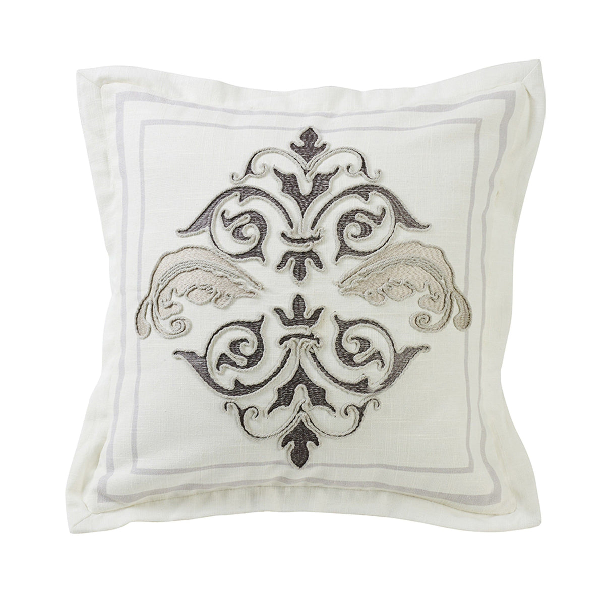 Charlotte Square Flanged & Outlined Embroidered Pillow, 18" x 18", 1PC