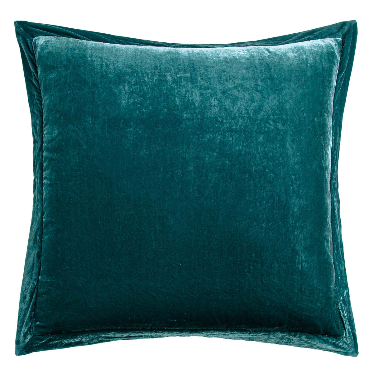 Stella Faux Silk Velvet Flanged Euro Sham, 27" x 27", Teal, 1PC