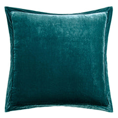 Stella Faux Silk Velvet Flanged Euro Sham, 27" x 27", Teal, 1PC