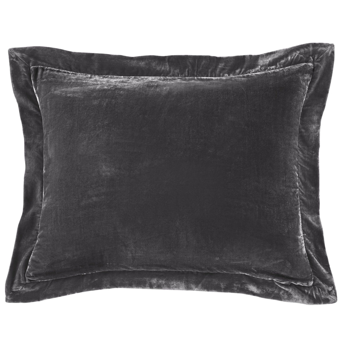 Stella Faux Silk Velvet Flanged Dutch Euro Pillow, 27" x 39", Dark Slate, 1PC