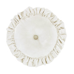Stella Faux Silk Velvet Ruffled Round Pillow, 18", Stone, 1PC