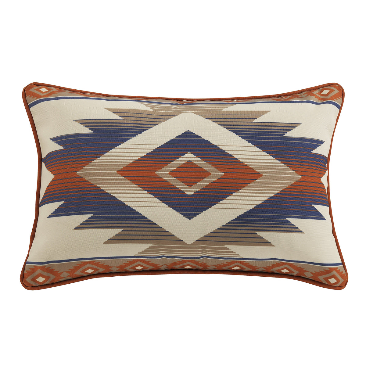 Blue Aztec Indoor/Outdoor Pillow, 16" x 24", Orange, 1PC, 2 MOQ