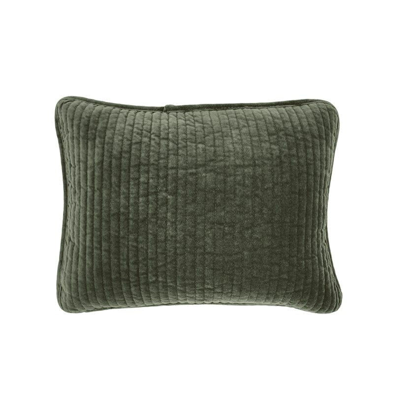 Stonewashed Cotton Velvet Boudoir Pillow, 12" x 16", Fern Green, 1PC