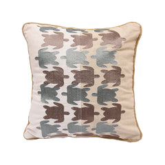 Turtle Embroidered Linen Pillow, 18" x 18", 1PC
