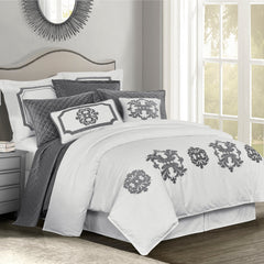 Madison Duvet Cover Set, Super King, Gray, 6PC