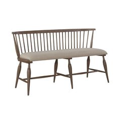 Americana Farmhouse - Upholstered Seat Windsor Bench (RTA) - Light Brown